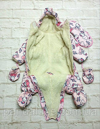 Зимовий дитячий комбінезон трансформер Hello Kitty для дівчинки 0-15 мес., фото 2