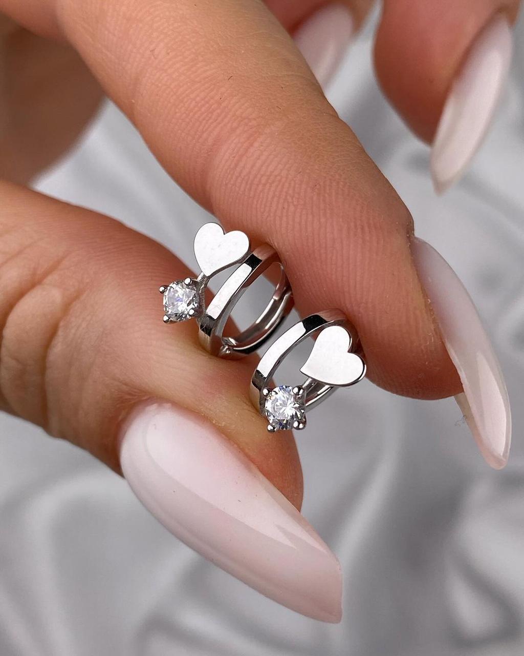 Срібні сережки сердечки, фото 1