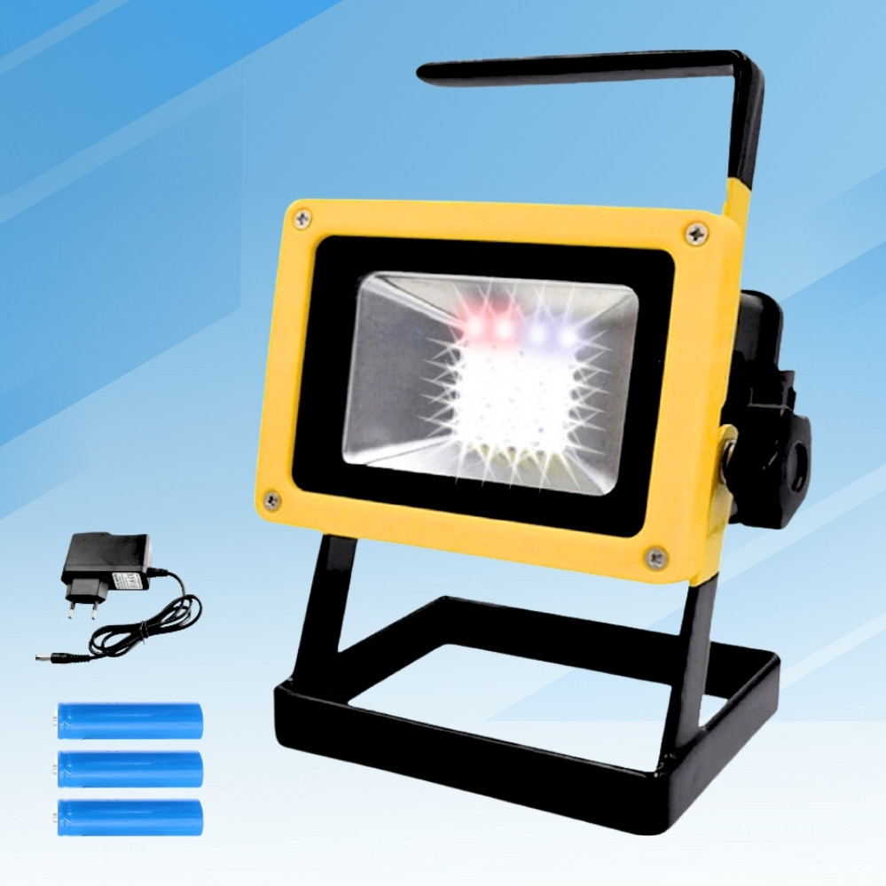 Світлодіодний акумуляторний прожектор Led FloodLight 30W переносний ручний ліхтар на підставці, фото 1