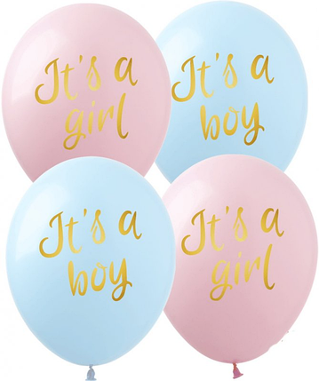 Повітряні кульки з написами Гендерна вечірка It's a Girl It's a Boy | Поштучно, фото 1
