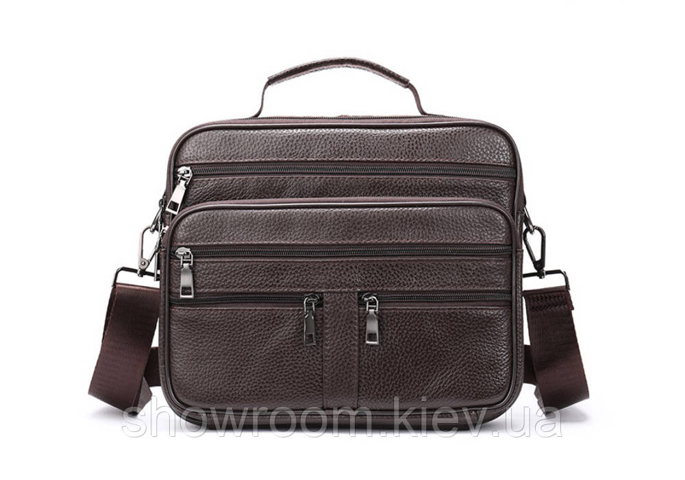 Чоловіча горизонтальна сумка Leather Collection (9916) коричнева