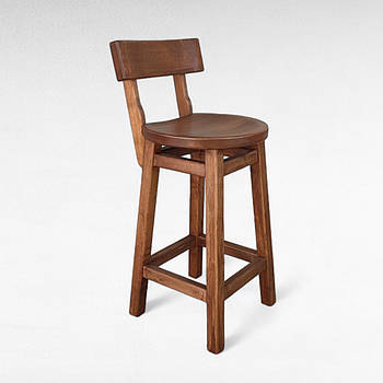 Високий дерев'яний стілець зі спинкою Барний табурет з натурального дерева для високої барної стійки Дублін