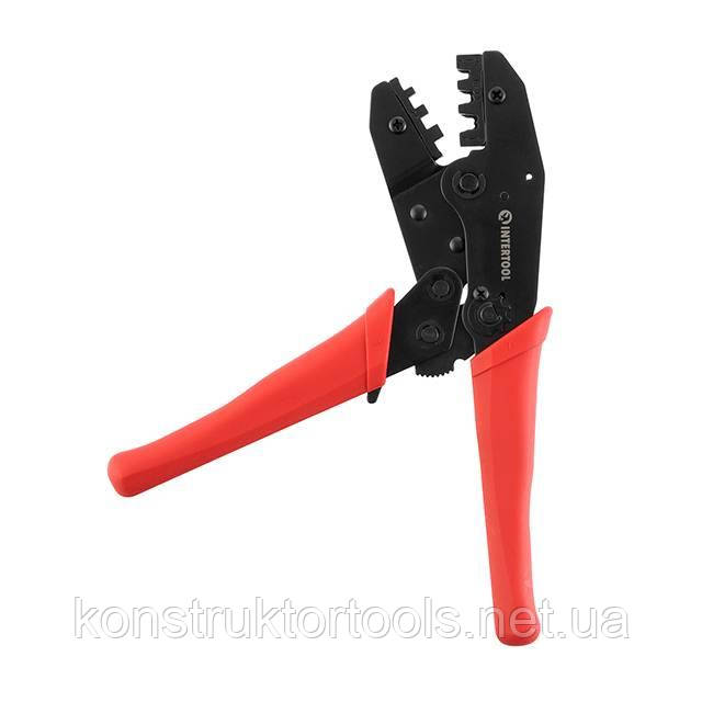 Кліщі для обтиску контактів з храповим механізмом (0,5 - 1/1,5 - 2,5/4 - 6мм) INTERTOOL HT-7050, фото 1