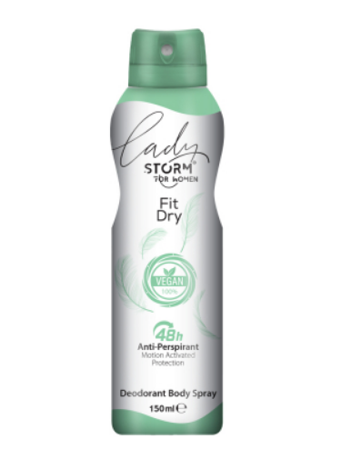 Жіночий дезодорант-антиперспірант для тіла LADY STORM Fit Dry, 150 мл
