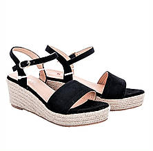 Жіночі Сандалії Босоніжки на Танкетці Платформа Чорні Літні (розміри: 37,38,39,40) — 32