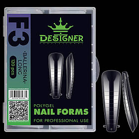 Верхні форми, для нарощування нігтів полігелем/акрігелем Дизайнер, 120 шт./уп. №F3 Ballerina long