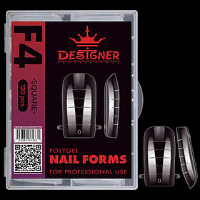 Верхні форми, для нарощування нігтів полігелем/акрігелем Дизайнер, 120 шт./уп. №F4 Square
