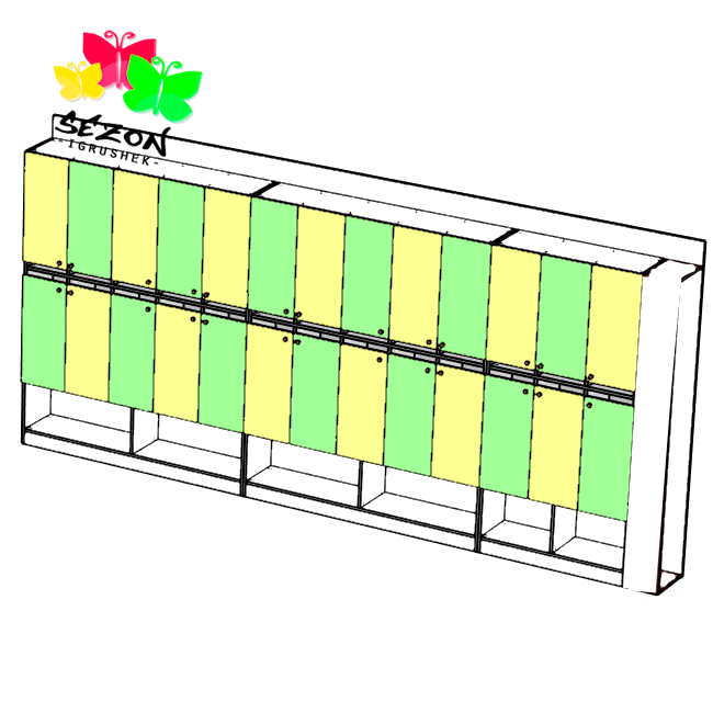 Двоярусні шафки 12 місць, 12 дворок дошкільних установ, шафа секційна 18 мм ЛДСП swisspan ST-1002-3, фото 1