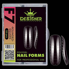 Верхні форми, для нарощування нігтів полігелем/акрігелем Дизайнер, 120 шт./уп. №F7 Rounded square