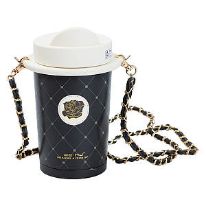 Термочашка з ремінцем на 460 мл CC-KU з кришкою фліп топ Чорна