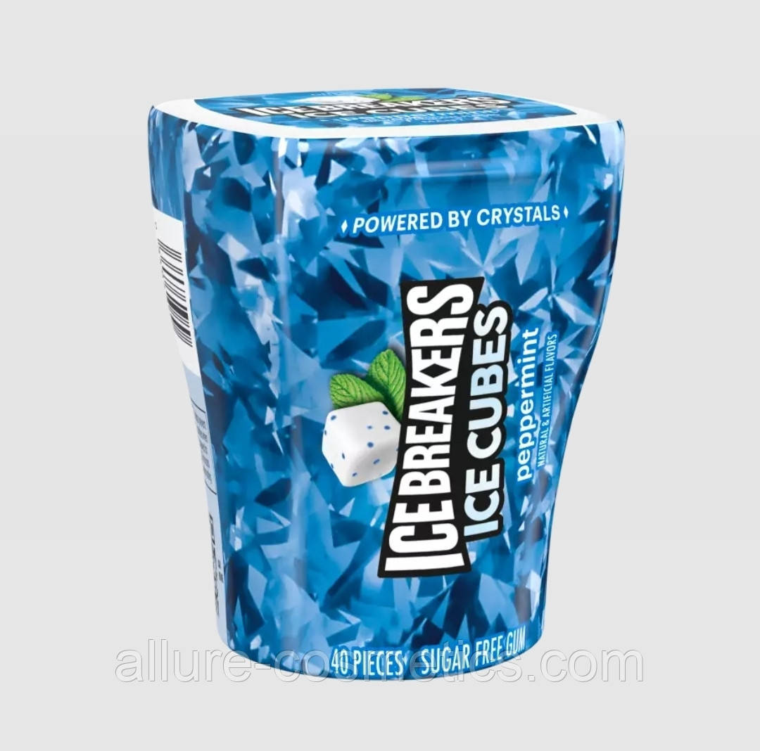 Жувальна гумка "Перцева М'ята" ICE BREAKERS ICE CUBES Peppermint Sugar Free Chewing Gum 40 шт., фото 1