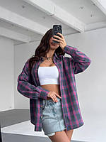 Рубашка жіноча модна фланелева у клітинку (Норма), фото 7