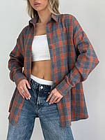 Рубашка жіноча модна фланелева у клітинку (Норма), фото 8