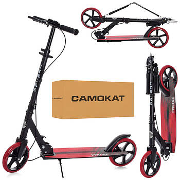 Самокат двоколісний для підлітка iTrike SR 2-049-1-BR Чорно-червоний | Самокат для підлітка