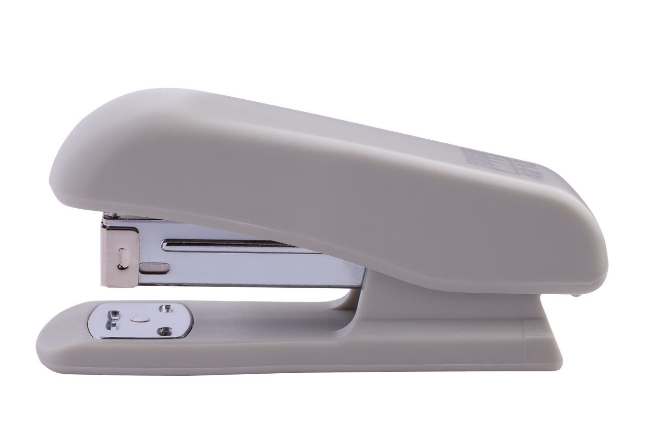 Степлер пластиковий, 20 арк., (скоби №24, 26), 105х31х55 мм, сірий, фото 1