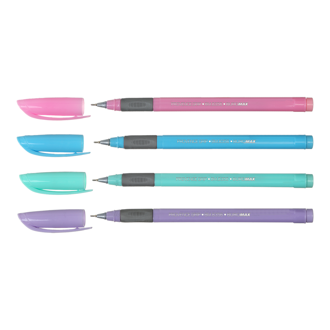 Ручка масляна PROVENCE GRIP, PASTEL, 0,5 мм, гум. грип, тригр. корпус, сині чорнила, фото 1