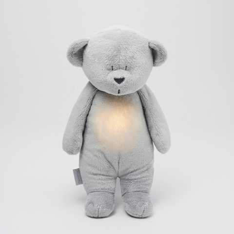Ведмедик музичний з нічником MOONIE (гладкий), Silver, фото 1