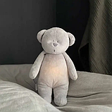 Ведмедик музичний з нічником MOONIE (гладкий), Silver, фото 3