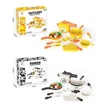 Дитячий набір посуду (каструлі, сковорода, кухонний набір, 30 предметів, 2 види, в коробці) 8175-76