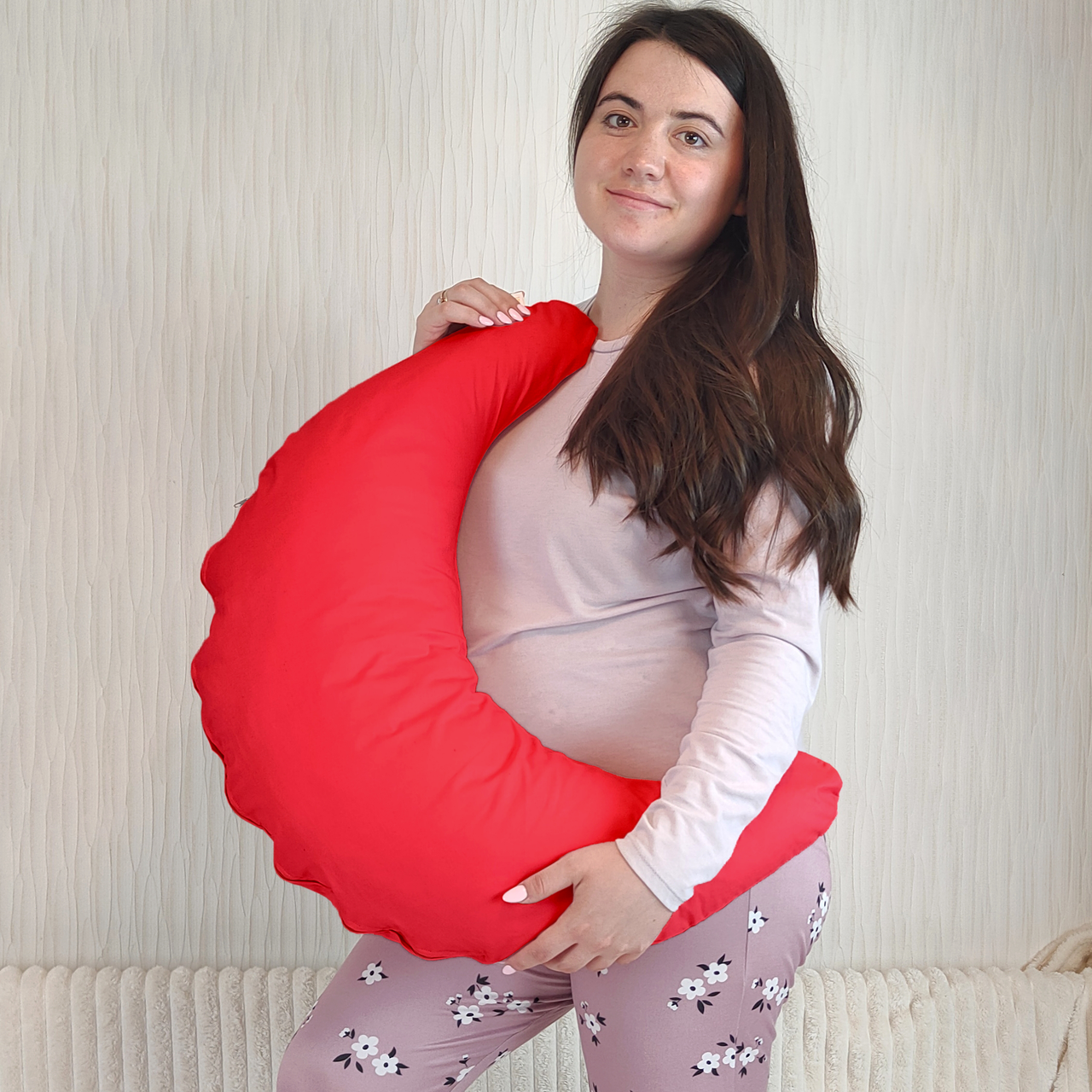 Подушка для вагітних і годування Місяць 74х54 см Червона, фото 1