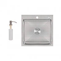 Мойка для кухни интегрированная Lidz Handmade H5050 (LDH5050BRU35375) Brushed Steel 3,0/1,0 мм Аквалюкс