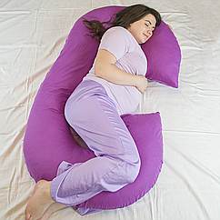 Подушка для вагітних і годування Рогалик G-подібна 154х88 см Пурпурова