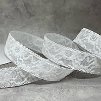 Стрічка кружевна 2,5 см - Квітка, колір білий, метр, Білий