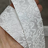 Стрічка мереживна, 4 см - Квітка, колір білий, метр, Білий, фото 2