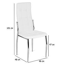 Білі стільці екокожу Molly з хромованими ніжками та високою спинкою для кухні