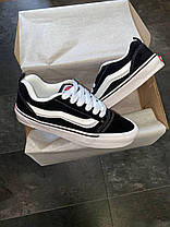 Кеди жіночі Vans Skool KNU Black White Ванс Скул Кну низькі унісекс чорно-білі замша текстиль демісезон, фото 4