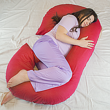 Подушка для вагітних і годування Рогалик G-подібна 154х88 см Червона