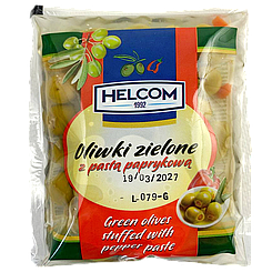 Оливки фаршировані перцем Хелком Helkom 80/195g 20шт/ящ (Код: 00-00016670)