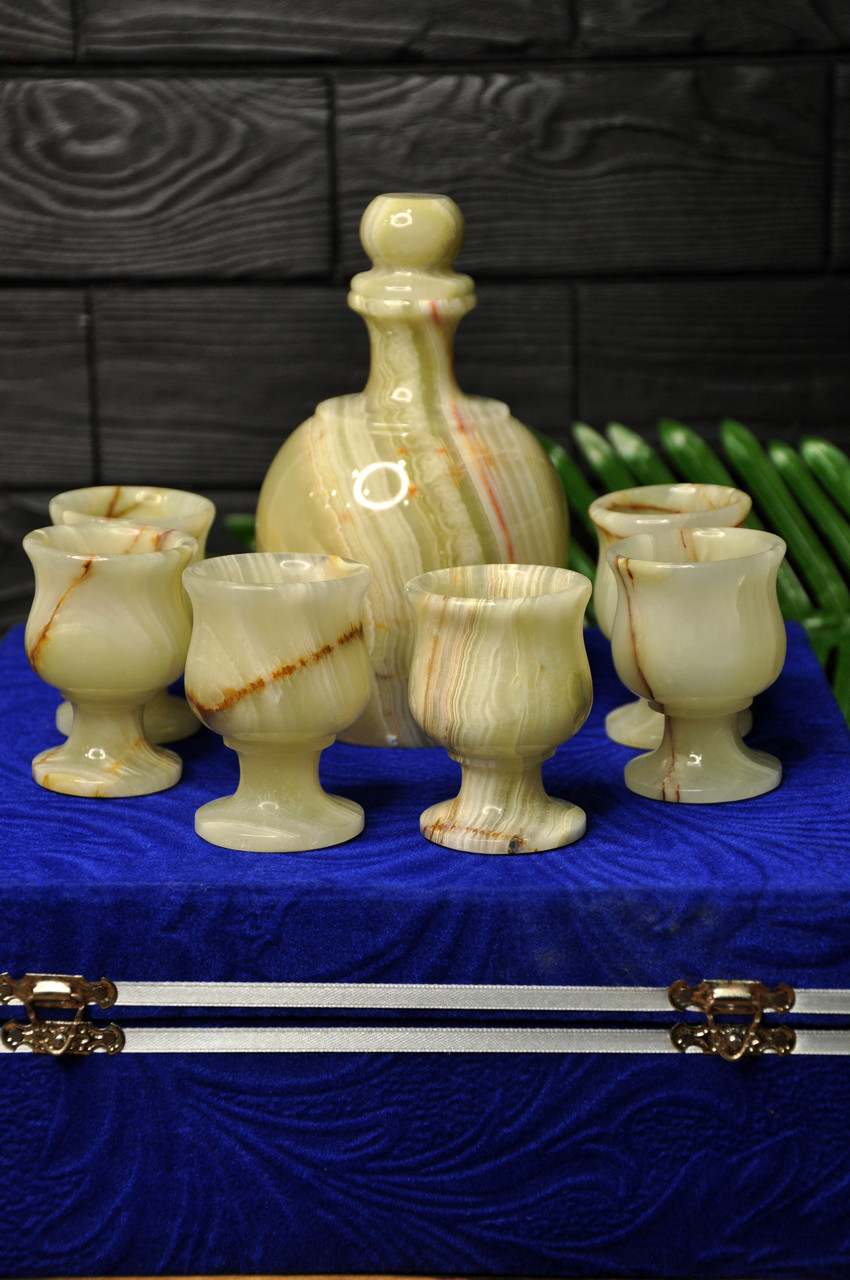 Набір з натурального оніксу з графіном (колір, як на фото), фото 1