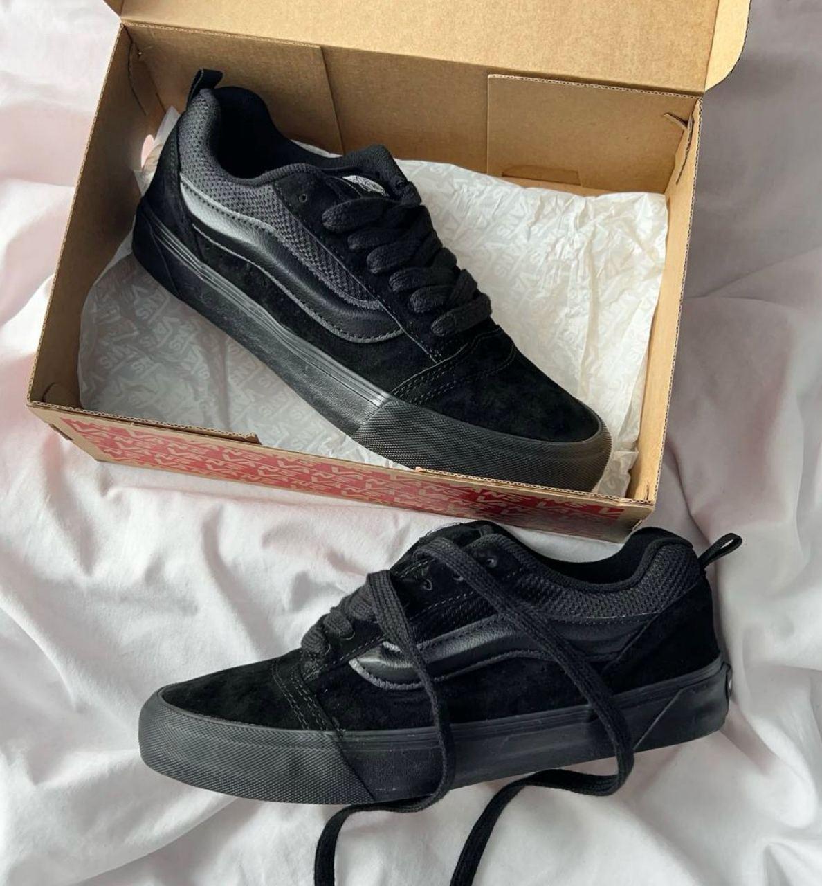 Кеди унісекс Vans Skool Knu All Black Ванс Скул Кну чорні дуті замша демісезон демісезон унісекс