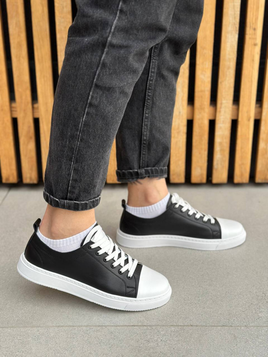 Кеди чоловічі ShoesBand Шкіряні чорні з білим носком 44 (29 см) (S72071), фото 1