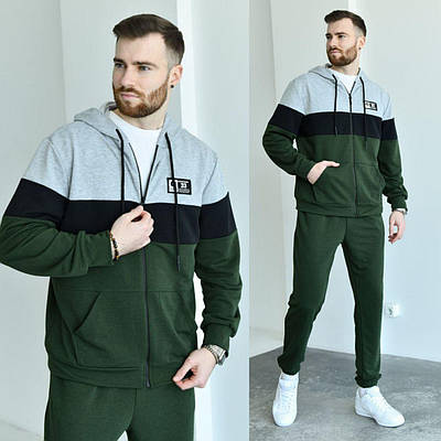 Чоловічий спортивний костюм для прогулянок та повсякденного носіння з двунитки осінь-весна великого розміру