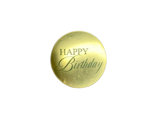 Топер "Happy Birthday у колі" маленький золото