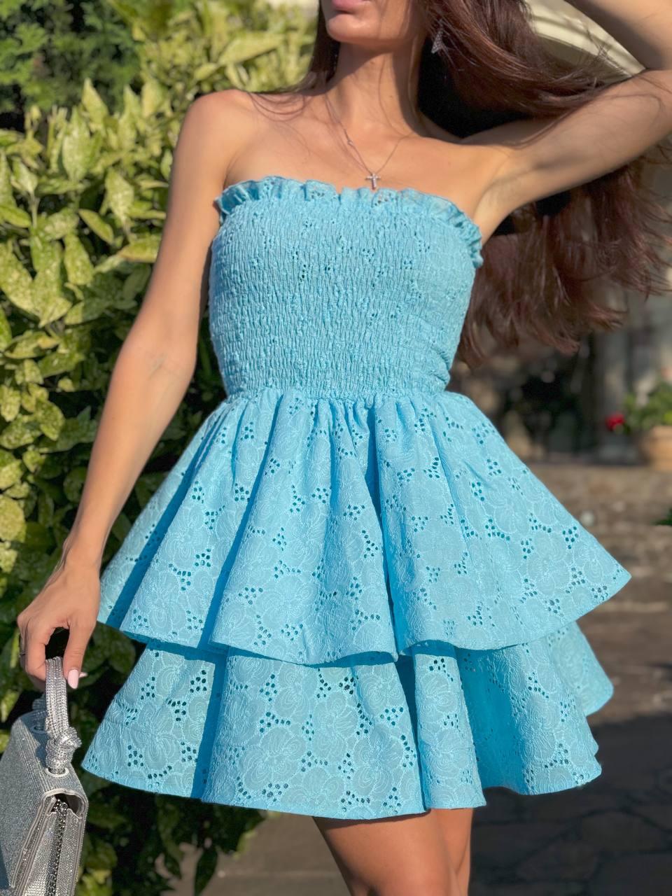 Літня міні сукня з пишною спідницею прошва Sms9181