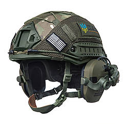 Шолом тактичний Fast Helmet NIJ IIIA + Навушники Walkers Razor Slim з чебурашкою + кавер мультикам