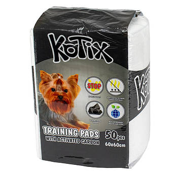 Пелюшки для собак Kotix Premium, з активованим вугіллям 60*60 см 50 шт/уп
