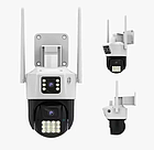 Камера відеоспостереження з двома камерами для телефона поворотна з нічним баченням Wi-fi та сиреною PTZ Icsee, фото 4