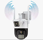Камера відеоспостереження з двома камерами для телефона поворотна з нічним баченням Wi-fi та сиреною PTZ Icsee, фото 5