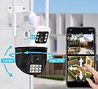 Камера відеоспостереження з двома камерами для телефона поворотна з нічним баченням Wi-fi та сиреною PTZ Icsee, фото 8