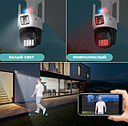 Камера відеоспостереження з двома камерами для телефона поворотна з нічним баченням Wi-fi та сиреною PTZ Icsee, фото 10