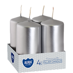 Набір свічок 4 шт. циліндр Срібний металік (sw40/80-271)