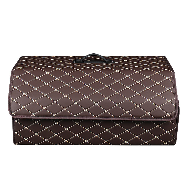 Автомобільний органайзер Lesko XY0-52 Coffee-Gold 55*31*29 см для зберігання на липучках із ручкою 1 шт., фото 1