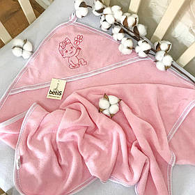 Куточок для купання "Пупс" з вишивкою Махра 75*90 см Betis Рожевий