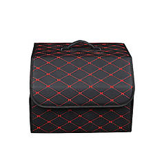 Автомобільний органайзер Lesko XY0-52 Black-Red 40*31*29 см компактний для зберігання на липучках із ручкою