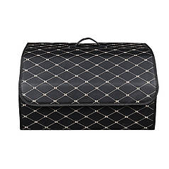 Автомобільний органайзер Lesko XY0-52 Black-Gold 40*31*29 см місткий для зберігання на липучках із ручкою
