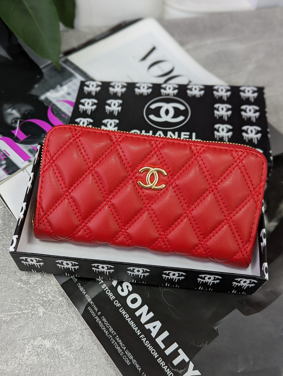 Жіночий гаманець Chanel великий — Шанель червоний